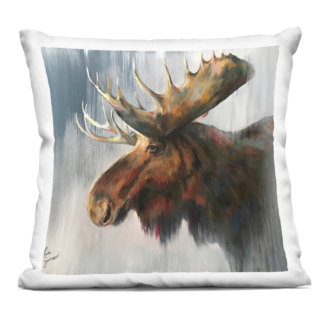 Stupell Industries Samuel Modern Moose Portrait Decorative Printed Throw Pillow, design by Linda Sperruzzi, 18 x 7 x 18